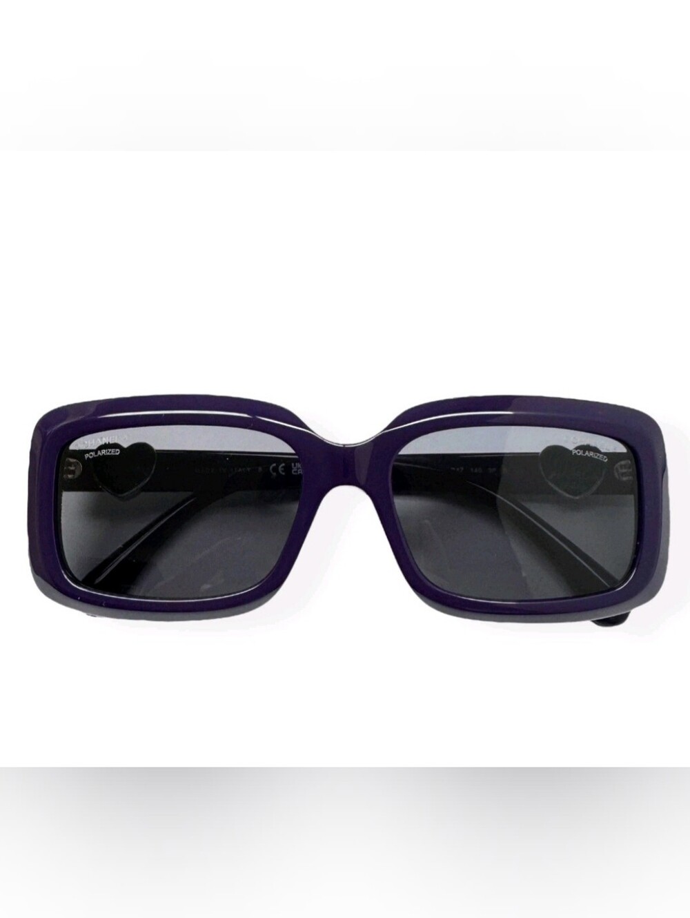 Chanel Sunglasses ch5520 1758/T8 Midnight Purple Silver Heart Polarized w/case